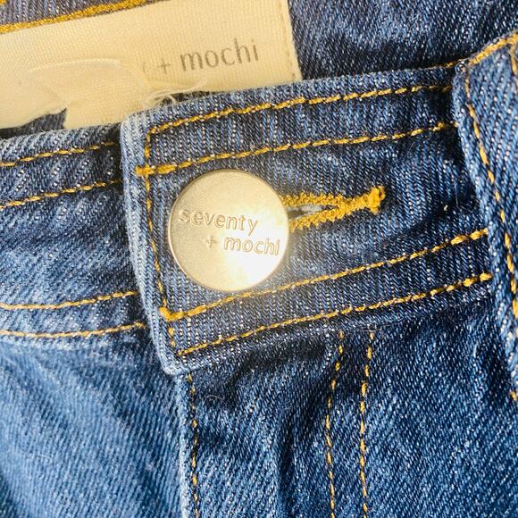 Seventy + Mochi Anthro Wide Leg Medium Wash Jeans Organic Cotton Size 28 - Picture 7 of 10